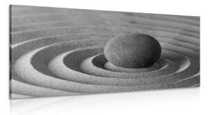 Obraz meditující kámen v černobílém provedení - 100x50 cm