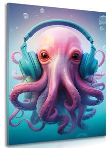 Obraz chobotnice se sluchátky - 60x90