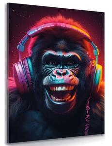 Obraz gorila se sluchátky - 60x90