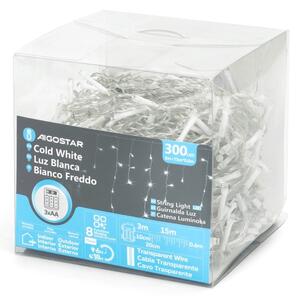 Aigostar - LED Venkovní ván řetěz 300xLED/8 funkcí 3xAA 18x06m IP44 studená bílá