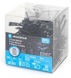 Aigostar - LED Venkovní ván řetěz 200xLED/8 funkcí 3xAA 5,3m IP44 studená bílá