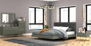 Manželská postel 180x200 MELOSIA s nočními stolky - cementově zelená / šedá