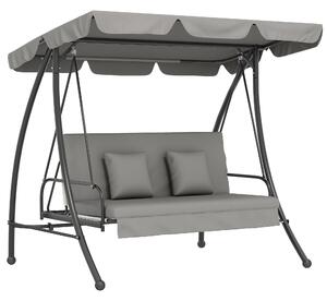 Závěsné lehátko Outsunny Hollywood Swing Garden s funkcí polohování, 3 místné, kov+polyester, šedé, 209 x 114 x 170 cm | Aosom