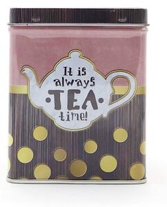 Easy Life Plechová dóza Tea time, 7,5 x 7,5 x 9,5 cm