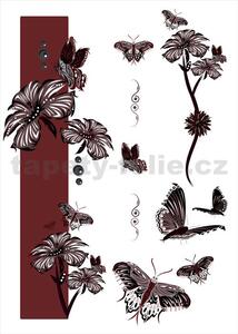 Samolepky na zeď motýli s květy WS039, rozměr 50 x 70 cm, IMPOL TRADE