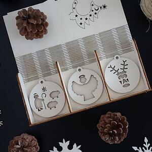 SENTOP Dřevěné vánoční dekorace 1 sada-18 kusů Vánoce beránek bílé topol