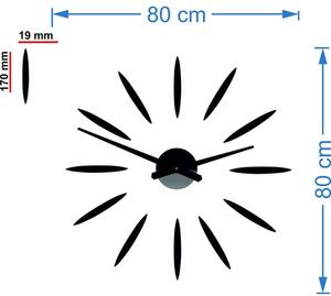 SENTOP - Nástěnné hodiny nalepovací Slunce Paprsky 12P050 černé