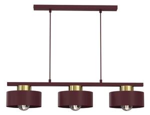 Lustr na lanku MARTI 3xE27/15W/230V burgundy/zlatá
