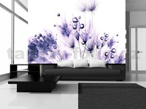 Vliesová fototapeta fialové rostliny s rosou, rozměr 312 cm x 219 cm, fototapety IMPOL TRADE 124VE