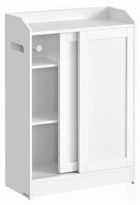 Úzká koupelnová skříňka s posuvnými dveřmi 60x20x80 cm bílá