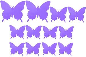 Motýl nálepka. Barevná samolepka fialová světla - motýl, 1 sada - 12ks