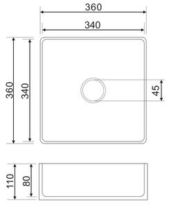 OMNIRES PASADENA360BP - Umyvadlo na desku PASADENA 36x36 cm keramika/lesklá bílá