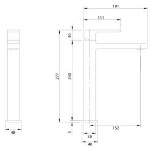 OMNIRES BA7812CR - Umyvadlová baterie BARETTI 27,7 cm lesklý chrom