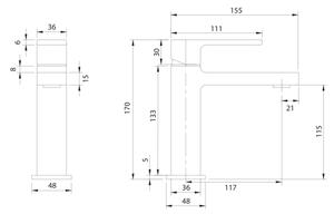 OMNIRES BA7810BL - Umyvadlová baterie BARETTI 17 cm matná černá