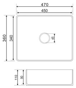 OMNIRES PASADENA470BP - Umyvadlo na desku PASADENA 47x36 cm keramika/lesklá bílá