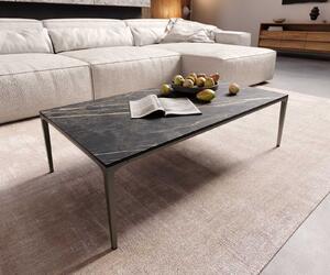 DELIFE Konferenční stolek Levente 110x60 cm keramika Laminam® Noir Desir hnědá podnož kov titanová barva