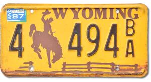 Americká SPZ Wyoming Yellow 4-494BA