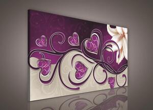 Obraz na plátně srdce fialové s lilií 230O1, 100 x 75 cm, IMPOL TRADE
