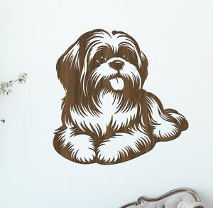 Dřevo života | Dřevěný obraz ležícího Shih Tzu | Rozměry (cm): 40x40 | Zvolte barvu dekoru: Ořech