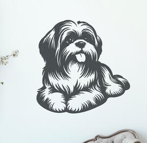 Dřevěný obraz ležícího Shih Tzu | Rozměry (cm): 40x40 | Zvolte barvu dekoru: Antracitová