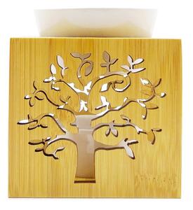 Klasická aromalampa ITEM Strom života, na vosky i oleje, dřevo/porcelán, bílá