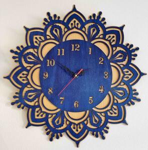Sentop - Dřevěné hodiny na stěnu - model: buk / modrá barva ÚSVIT PR0375