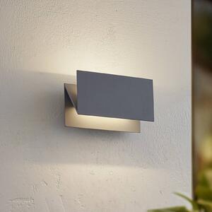 Lucande Venkovní nástěnné svítidlo LED Meja, šedé, hliník, 27 cm, IP54, Hliník / šedá / zinek, Moderní, Nástěnné svítidlo