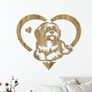 Dřevěný obraz ležícího SHIH TZU v srdci | Rozměry (cm): 40x35 | Zvolte barvu dekoru: Dub zlatý