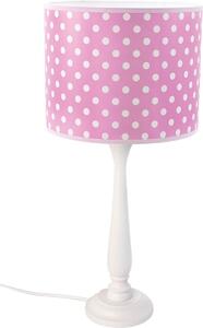 Stolní dřevěná dětská lampička BERTA, 1xE27, 60W, puntíky, růžová