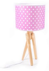 Stolní dětská lampa trojnožka TRIVET, 1xE27, 60W, puntíky, růžová