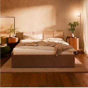 Manželská postel BORGO Velvet 160×200 cm světle šedá