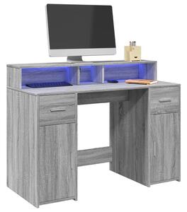 Psací stůl s LED šedý sonoma 120 x 55 x 91 cm kompozitní dřevo 3309416