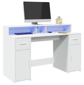 Psací stůl s LED světly bílý 140 x 55 x 91 cm kompozitní dřevo 3309420
