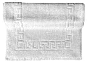 Koupelnová přeložka v bílé barvě s jemným antickým vzorem. Vhodná především do hotelů. Rozměr předložky je 50x70 cm