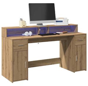 Psací stůl s LED dub artisan 160 x 55 x 91 cm kompozitní dřevo 3309437