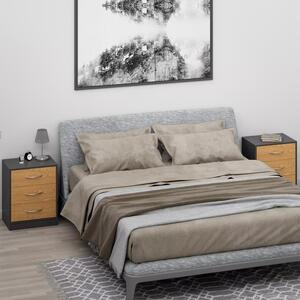 Casaria Sada nočních stolků 2ks dřevo, šedá, 54 x 39 x 28 cm