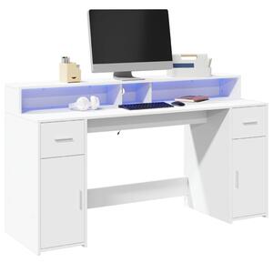 Psací stůl s LED světly bílý 160 x 55 x 91 cm kompozitní dřevo 3309429