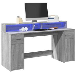 Psací stůl s LED šedý sonoma 160 x 55 x 91 cm kompozitní dřevo 3309434