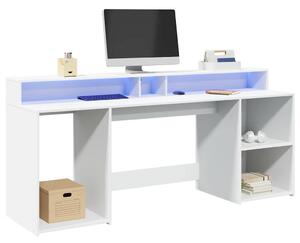 Psací stůl s LED světly bílý 200 x 55 x 91 cm kompozitní dřevo 3309438