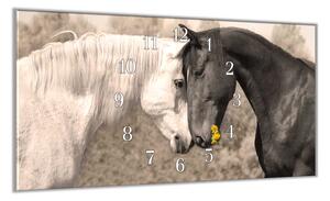Nástěnné hodiny 30x60cm dekor zamilovaní koně - plexi