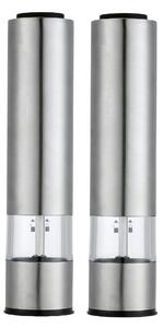 Silvercrest® Sada elektrických mlýnků na sůl nebo pepř, 2dílná, stříbrná (800013941)