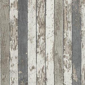 Vliesové tapety na zeď Wood´n Stone 95914-2, dřevěné latě hnědé, šedé, bílé, rozměr 10,05 m x 0,53 m, A.S.Création