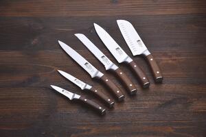 Šéfkuchařský nůž z nerezové oceli a bukového dřeva Bergner / ergonomická rukojeť / 20 cm / stříbrná / hnědá