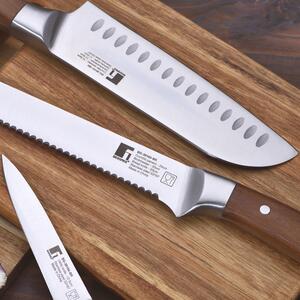 Nůž Santoku z nerezové oceli a bukového dřeva Bergner / 17,5 cm
