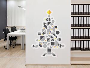 FUGU Samolepicí dekorace Vánoční stromek Geometric přemístitelný Barva: žlutá - pho134, Rozměr: geometrický vánoční strom L 60 x 83 cm