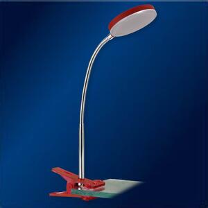 LED stolní lampička s klipem LUCY KL CV, 5W, teplá bílá, červená