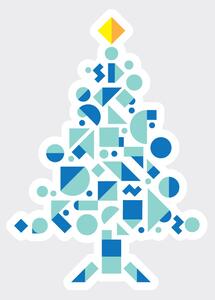 FUGU Samolepicí dekorace Vánoční stromek Geometric přemístitelný Barva: modrá - pho134, Rozměr: geometrický vánoční strom M 40 x 56 cm
