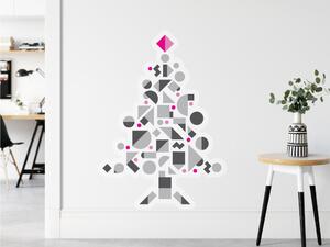 FUGU Samolepicí dekorace Vánoční stromek Geometric přemístitelný Barva: žlutá - pho134, Rozměr: geometrický vánoční strom L 60 x 83 cm