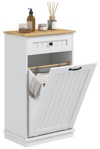 HOMCOM Koupelnová Úložná Skříňka S Vaničkou Na Prádlo A Zásuvkou, Design Proti převrácení, Moderní Koupelnový Nábytek 52x33x90 cm Bílá | Aosom