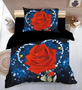 2dílné 3D povlečení 140×200 + 70×90 – Červená růže v srdci